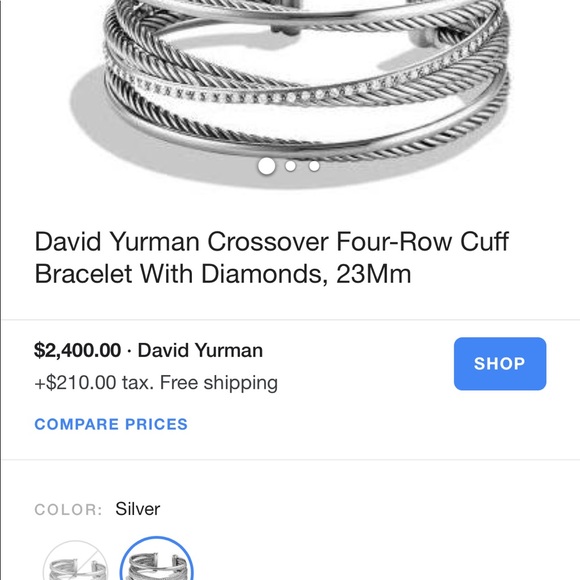 David Yurman crossover 4-row cuff with diamonds - Picture 7 of 7